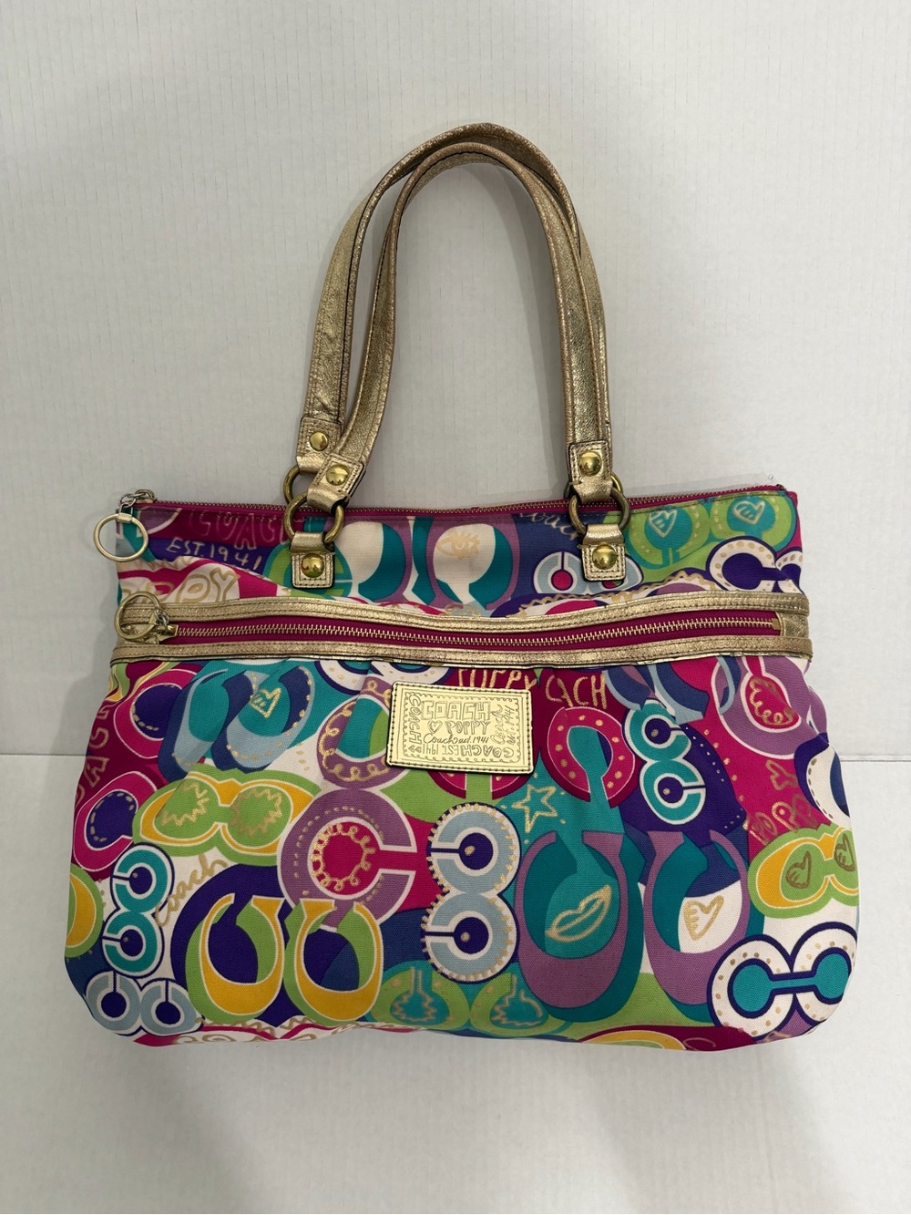 Coach Poppy Pop C Graffiti Glam Tote Multicolor Shoulder Bag